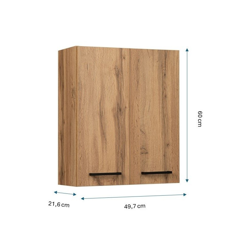 Stylowa szafka łazienkowa ASTOR LUPO z czarnymi drzwiczkami, 50cm - elegancja i funkcjonalność!