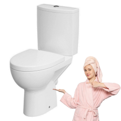 Cersanit Kompakt WC Parva Clean: Biała Miseczka Bezrantowa z Wolnoopadającą Deską