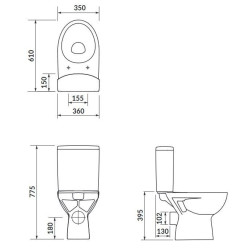 Cersanit Kompakt WC Parva Clean: Biała Miseczka Bezrantowa z Wolnoopadającą Deską