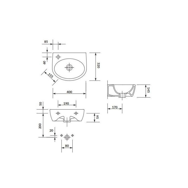 Ceramiczna Umywalka CERSANIT PARVA 40cm z Otworem Prawym - Nowoczesny Styl!