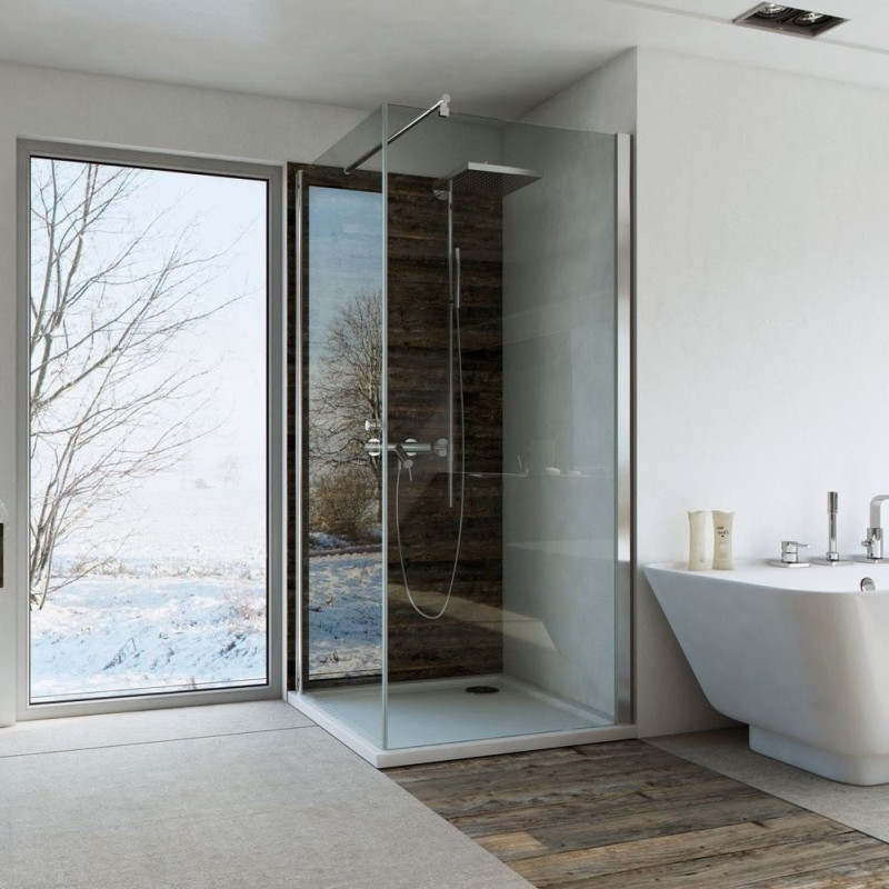 Elegancka Kabina Prysznicowa 80x80 L Chrom z Transparentnym Szkłem i Powłoką Clean Glass