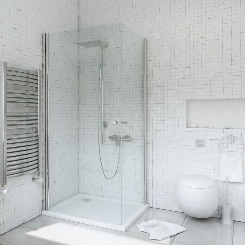 Elegancka Kabina Prysznicowa 90x90 Chrom Bezprofilowa Szkło Clean Glass