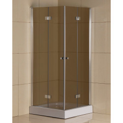 Elegancka kabina prysznicowa 90x90 Foldex z brązowym szkłem - luksus w Twojej łazience!