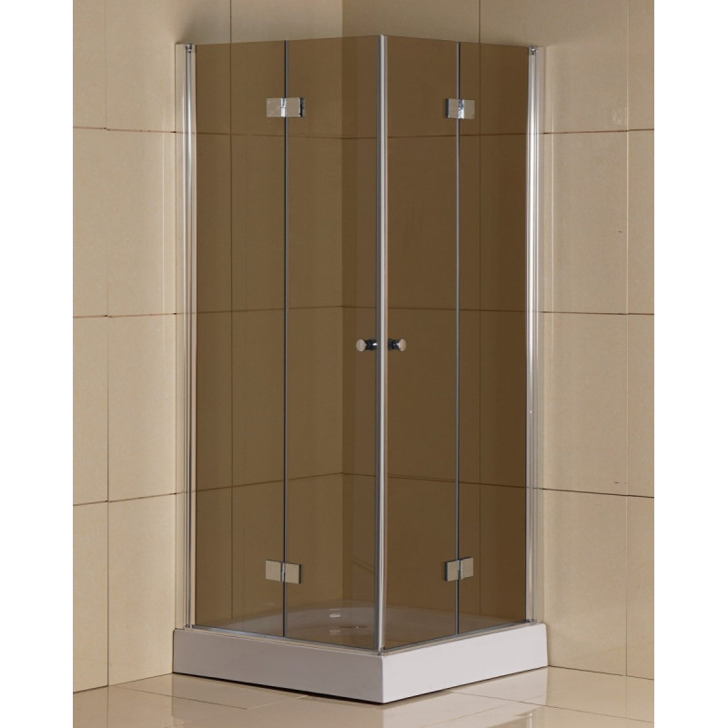 Elegancka kabina prysznicowa 90x90 Foldex z brązowym szkłem - luksus w Twojej łazience!