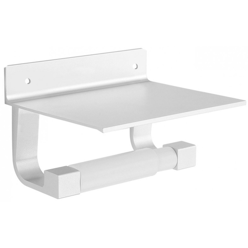 Luksusowy uchwyt na papier toaletowy z półką w eleganckim srebrnym kolorze