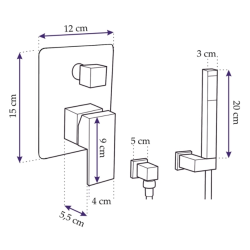 Ekskluzywny Zestaw Podtynkowy Niro 3: Deszczownica Extra Slim z Baterią