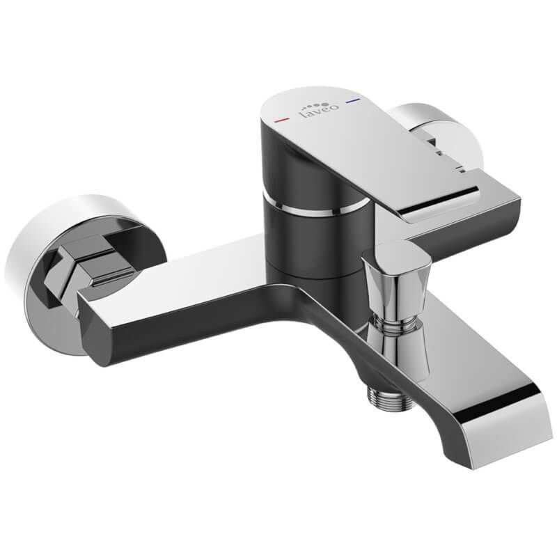 Elegancka Bateria Ścienna LARGO z Chromowaną Czarną Powłoką i Jednouchwytowym Mieszaczem