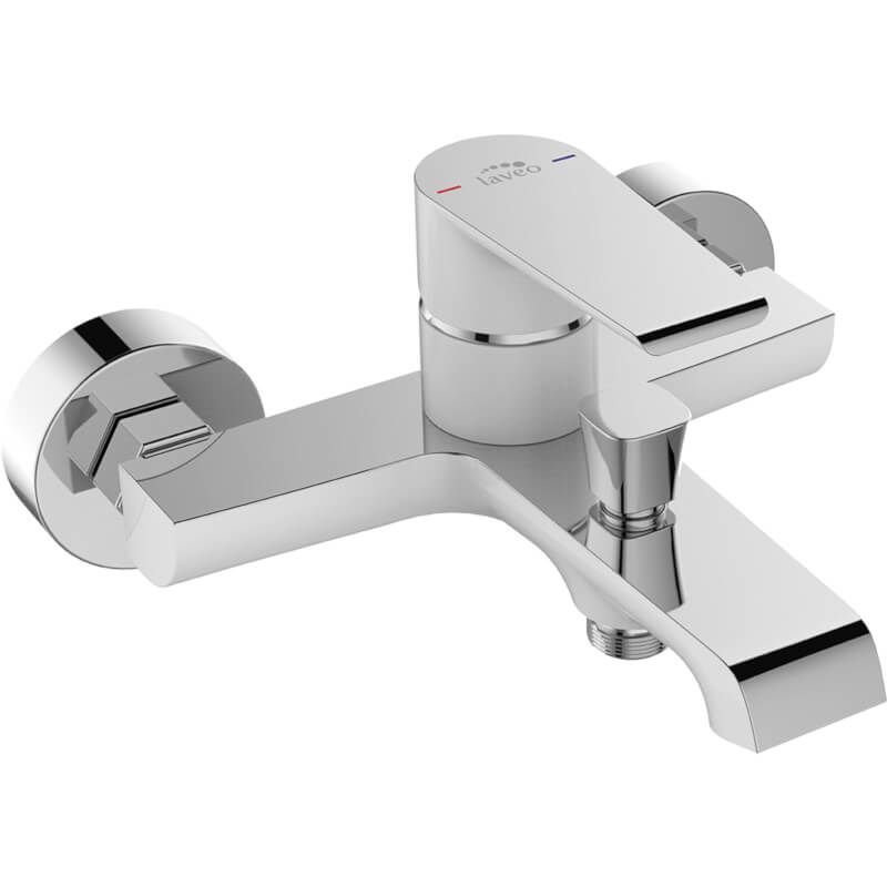 Elegancka Bateria Ścienna LARGO z Chromowaną i Białą Powłoką - Komfort i Styl w Twojej Łazience