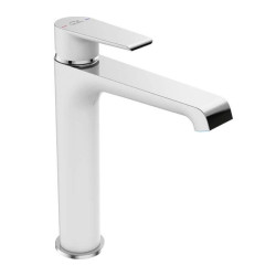 Laveo Largo bateria umywalkowa stojąca nablatowa biała/chrom