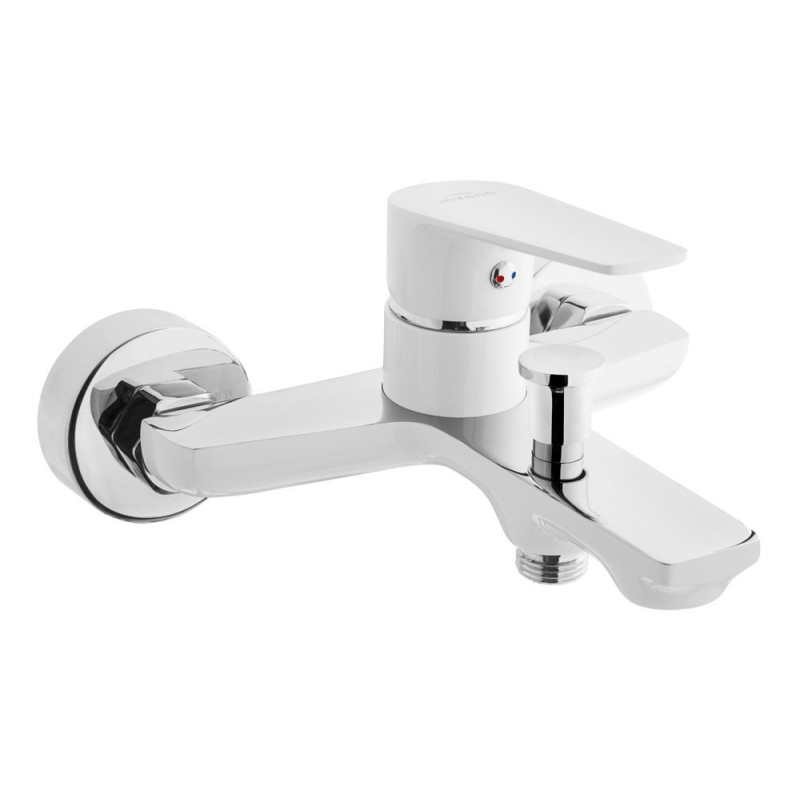 Elegancka Bateria Łazienkowa Invena DOKOS - Biały/Chrom dla Twojego Komfortu