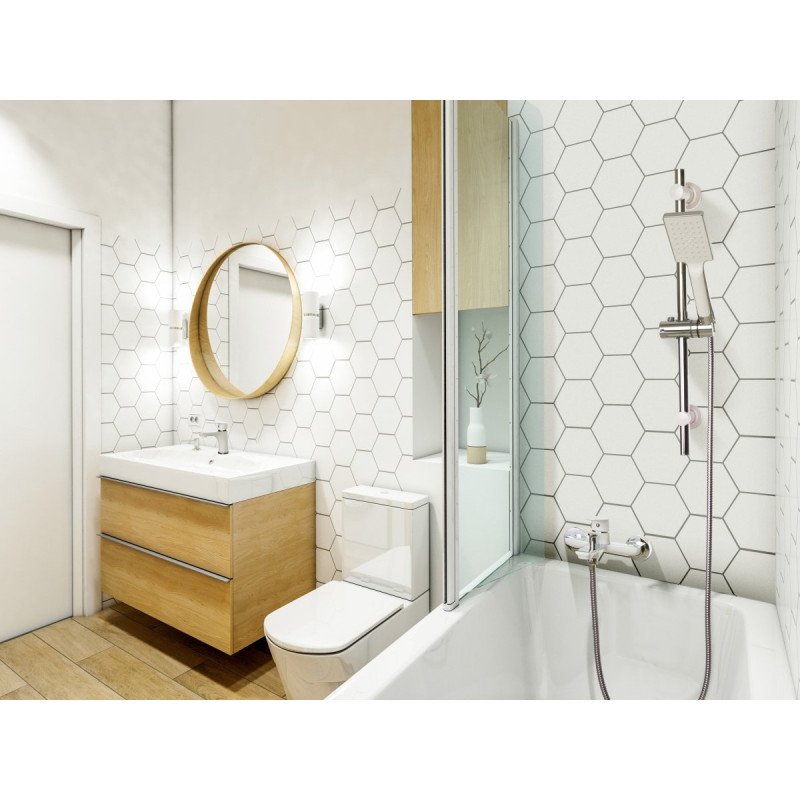 Elegancka Bateria Łazienkowa Invena DOKOS - Biały/Chrom dla Twojego Komfortu