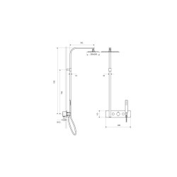 Krotos zestaw prysznicowy podtynkowy z deszczownicą 20x30 cm, termostatyczny, chrom