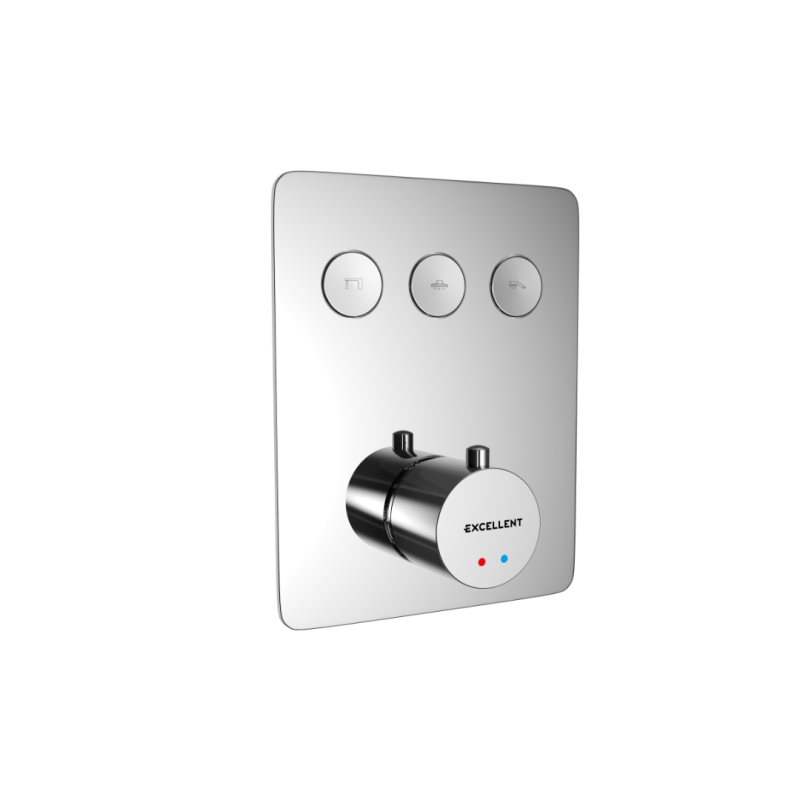 Krotos bateria prysznicowo-wannowa podtynkowa, 3 funkcyjna, termostatyczna, chrom