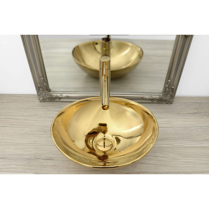 Złota Elegancja: Umywalka Nablatowa Sofia - Styl i Klasa dla Twojej Łazienki