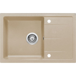 Stylowy zlewozmywak Leda 1-komorowy z praktycznym ociekaczem, kolor piaskowy 67x44