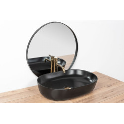 Nowoczesna Umywalka Cleo 61 Nablatowa w Eleganckim Matowym Czarnym Wykończeniu - 60,5x41 cm