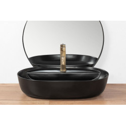 Nowoczesna Umywalka Cleo 61 Nablatowa w Eleganckim Matowym Czarnym Wykończeniu - 60,5x41 cm