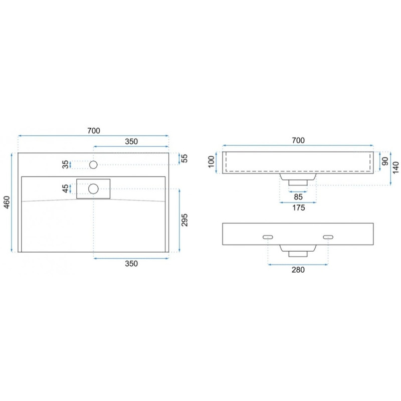 Stylowa Umywalka z Konglomeratu GOYA 70 – Nowoczesna Elegancja w Twojej Łazience