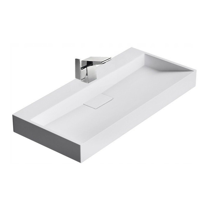 Elegancka Umywalka Goya z Konglomeratu, Biała 100x46 - Stylowy Akcent w Twojej Łazience