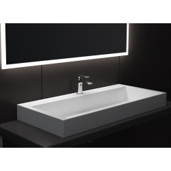 Elegancka Umywalka Goya z Konglomeratu, Biała 100x46 - Stylowy Akcent w Twojej Łazience