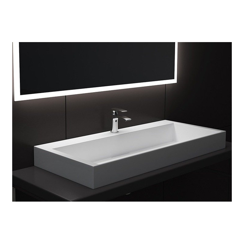 Elegancka Umywalka Goya z Konglomeratu, Biała 100x46 - Stylowy Akcent w Twojej Łazience