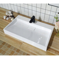 Elegancka Umywalka Goya z Konglomeratu, Biała 100x46 - Stylowy Akcent w Twojej Łazience