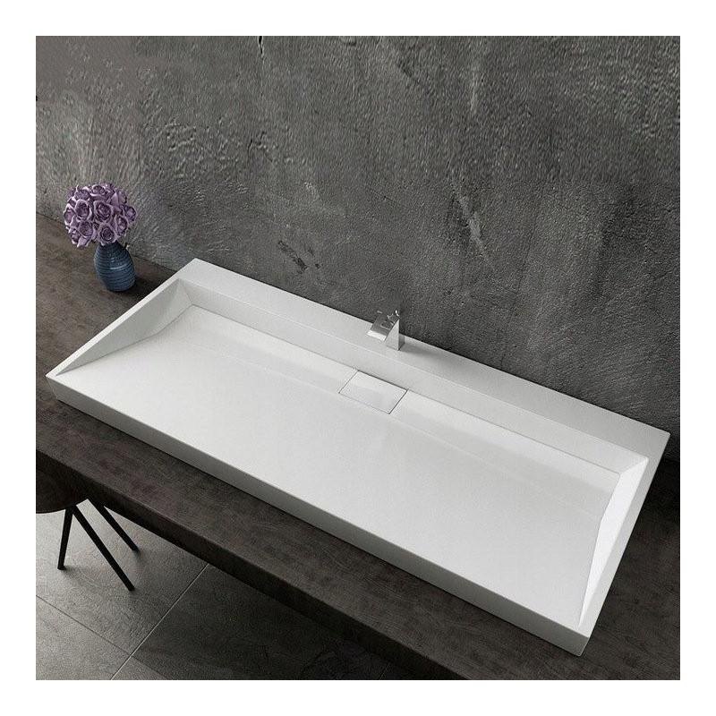 Elegancka Umywalka Goya z Konglomeratu, Biała 100x46 - Stylowy Akcent w Twojej Łazience