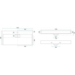 Elegancka Umywalka Goya z Konglomeratu, Biała 100x46 - Stylowy Akcent w Twojej Łazience