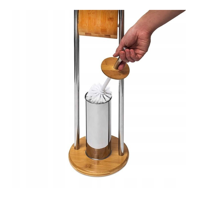 Elegancki Stojak na Papier Toaletowy - Chromowany Bambus, Model REA HOM-07500