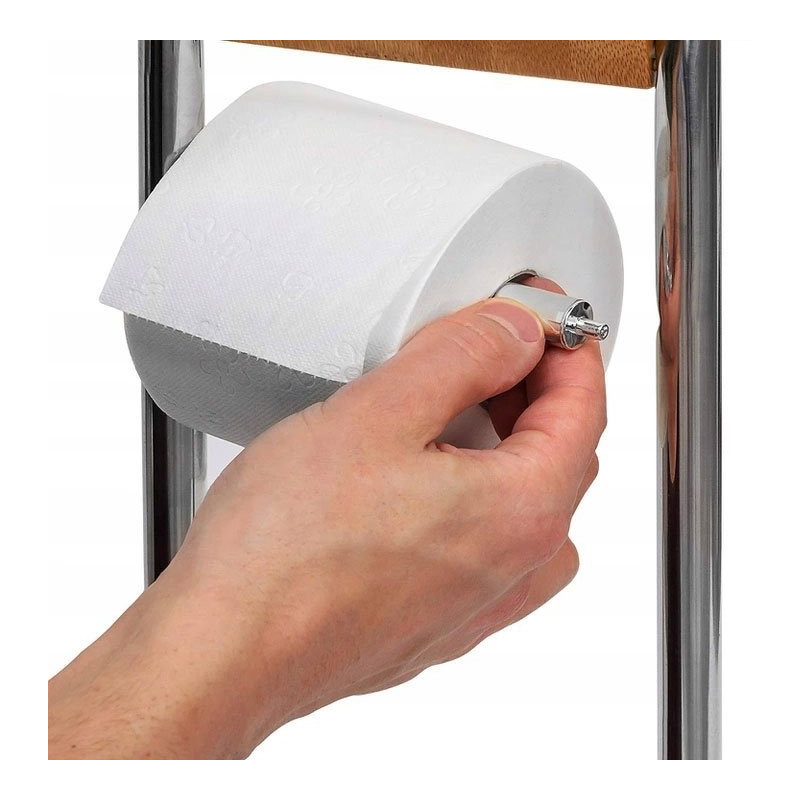 Elegancki Stojak na Papier Toaletowy - Chromowany Bambus, Model REA HOM-07500