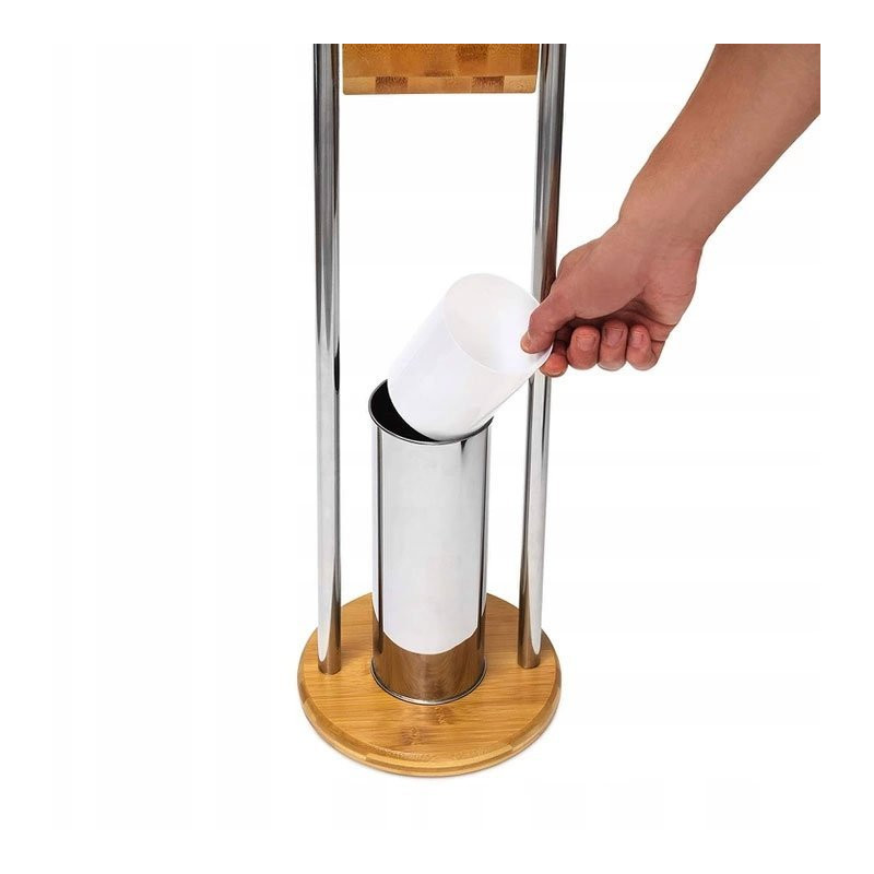 Elegancki Stojak na Papier Toaletowy - Chromowany Bambus, Model REA HOM-07500