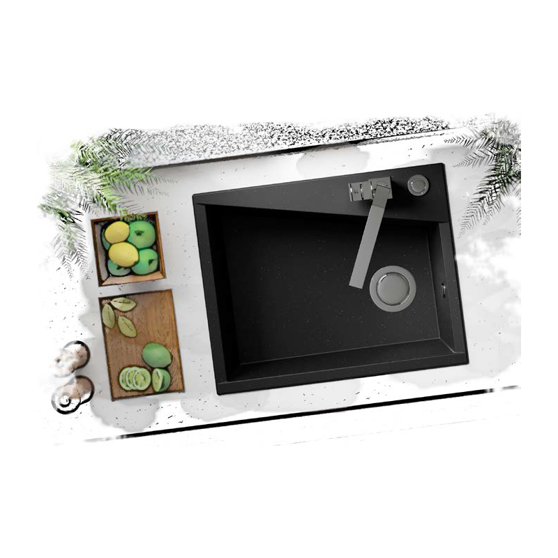 Elegantny Zlewozmywak Granitowy Grenada Czarny, 1-Komorowy, Bonafaro - Wysoka Odporność & Styl