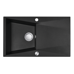 Granitowy Zlewozmywak Grenada: Elegancja i Trwałość z Ociekaczem, Czarny 1-Komorowy