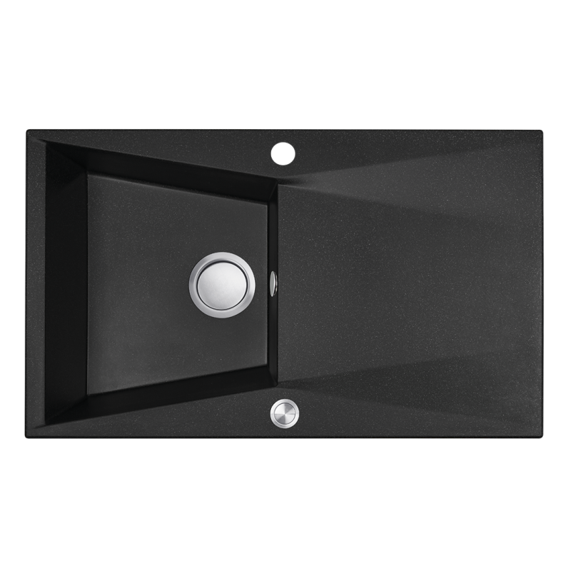 Granitowy Zlewozmywak Grenada: Elegancja i Trwałość z Ociekaczem, Czarny 1-Komorowy