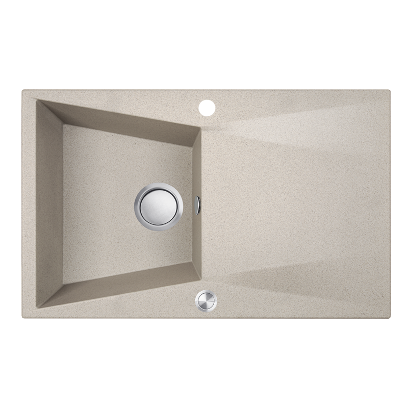 Elegancki Zlewozmywak Granitowy Grenada Beżowy 1-komorowy z Ociekaczem - Wytrzymałość i Styl!