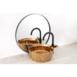 Luksusowa bateria umywalkowa SALTO, wysoka, nowoczesna w czerni i złocie