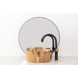 Luksusowa bateria umywalkowa SALTO, wysoka, nowoczesna w czerni i złocie