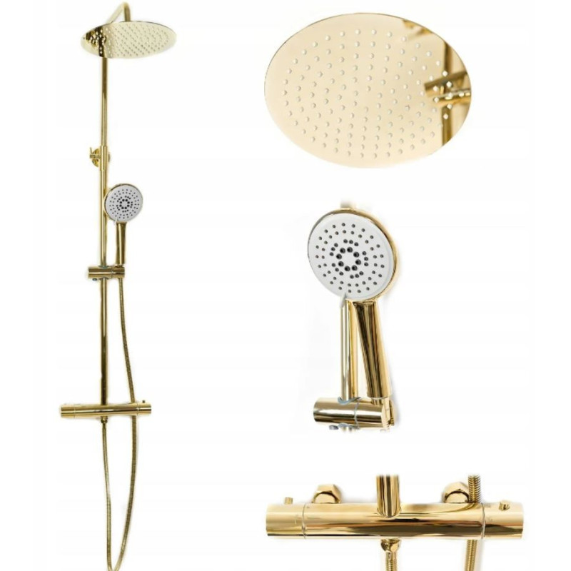 Ekskluzywny Złoty Zestaw Natryskowy Vincent z Termostatem