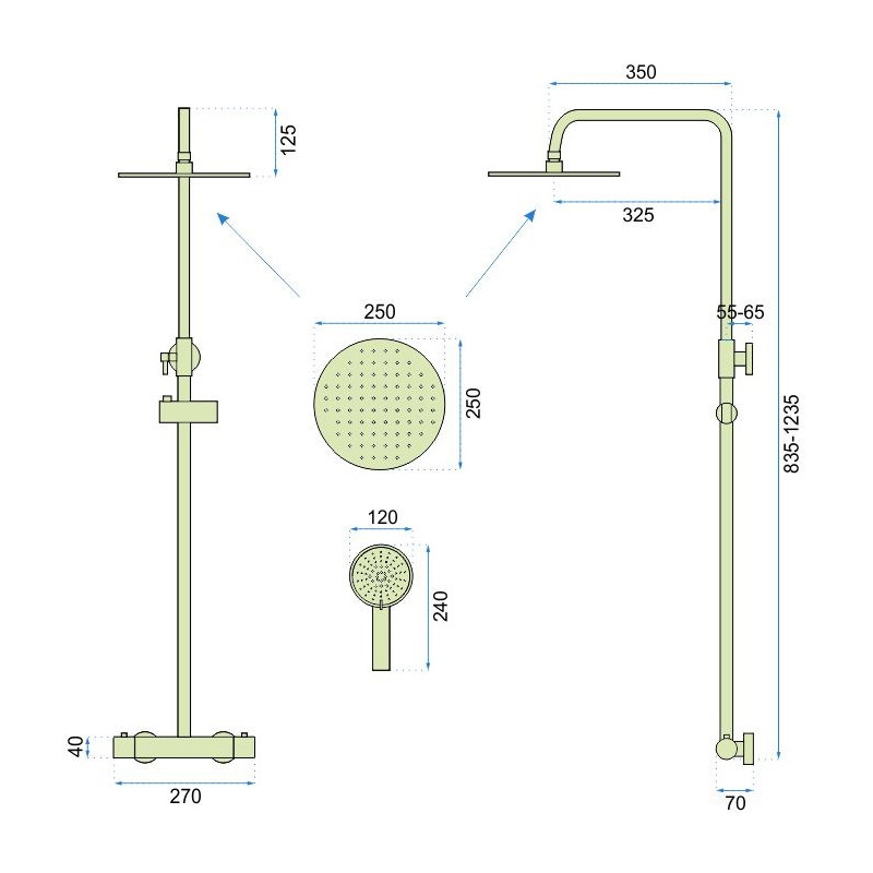 Ekskluzywny Złoty Zestaw Natryskowy Vincent z Termostatem