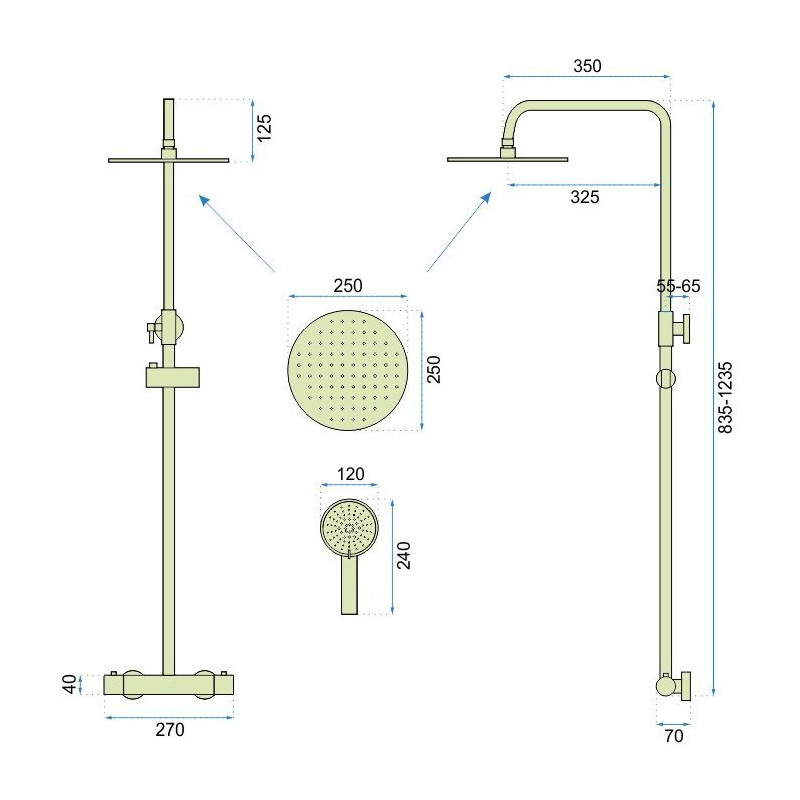 Ekskluzywny Złoty Zestaw Natryskowy Vincent z Termostatem