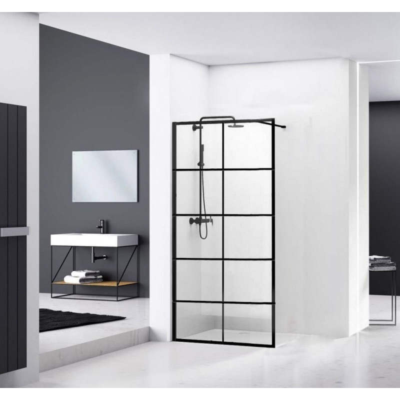 Elegancka Ścianka Prysznicowa Loft Bler-1 80cm, Styl Czarnego Minimalizmu