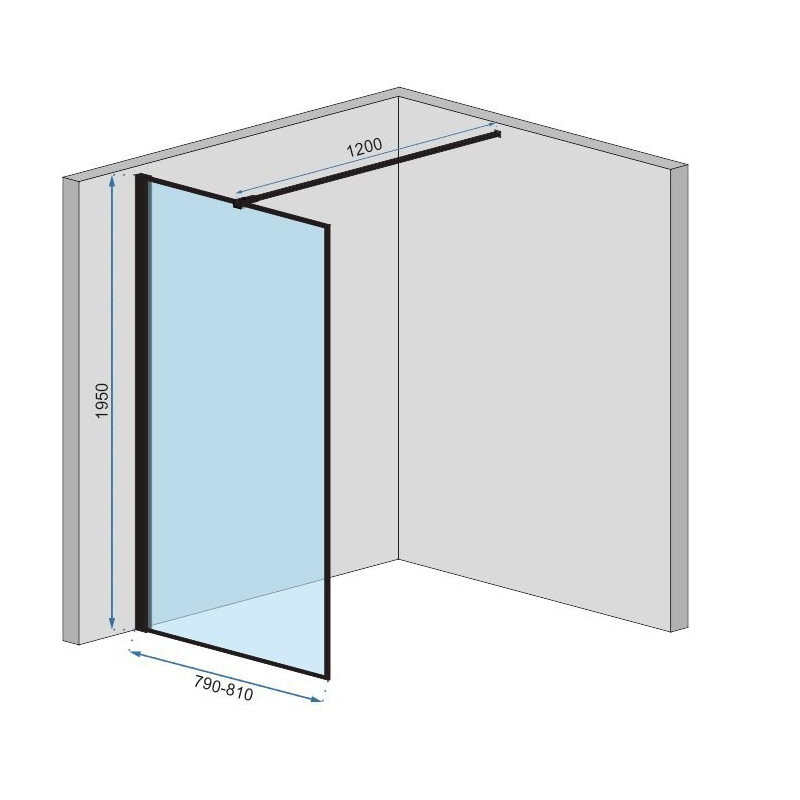 Elegancka Ścianka Prysznicowa Loft Bler-1 80cm, Styl Czarnego Minimalizmu