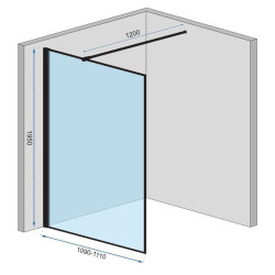 Szklana Ścianka Loftowa Czarna, 110 cm - Stylowy Design REA-K7956