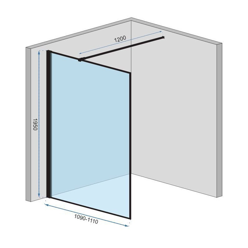 Szklana Ścianka Loftowa Czarna, 110 cm - Stylowy Design REA-K7956