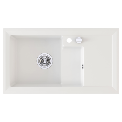 Elegancki Zlewozmywak Granitowy Bonafaro Biały z Ociekaczem i Dodatkową Przestrzenią