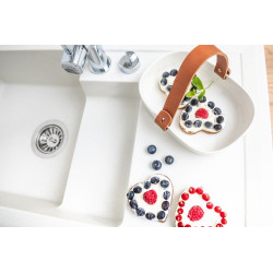 Elegancki Zlewozmywak Granitowy Bonafaro Biały z Ociekaczem i Dodatkową Przestrzenią