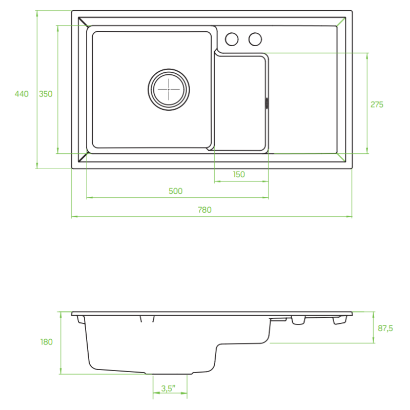 Elegancki Zlewozmywak Granitowy Bonafaro Biały z Ociekaczem i Dodatkową Przestrzenią