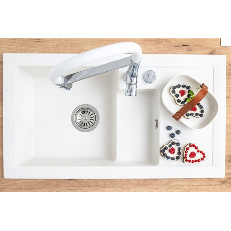 Laveo Pola bateria zlewozmywakowa stojąca chrom/białe