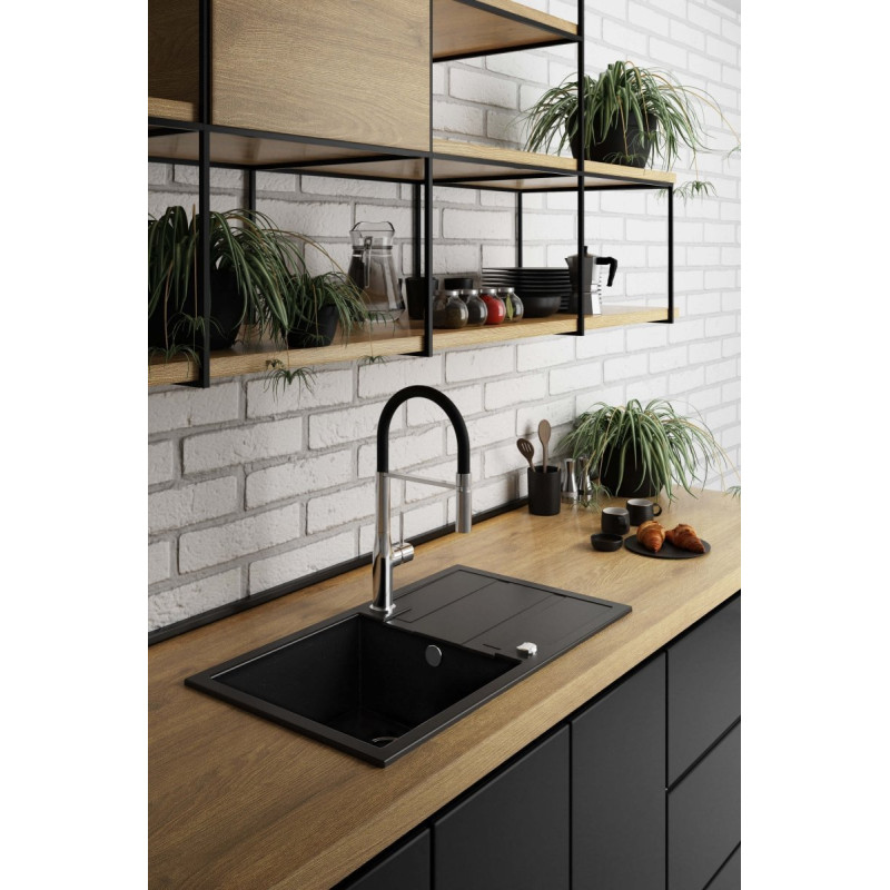 Laveo Pola bateria zlewozmywakowa stojąca chrom/czarne