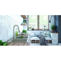 Laveo Daru bateria zlewozmywakowa stojąca szary granit